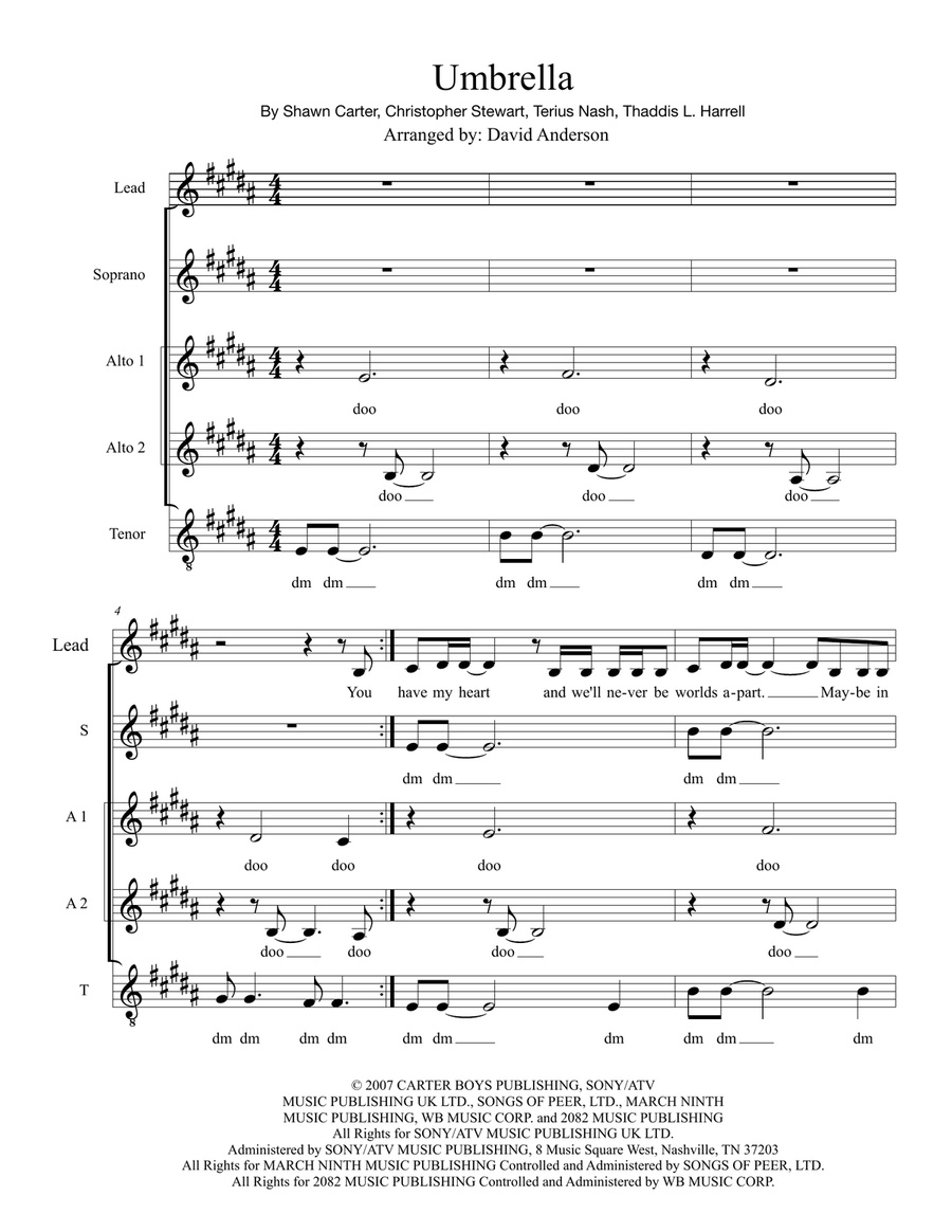 Umbrella Umbrella 4-Part scores gallery preview page 1