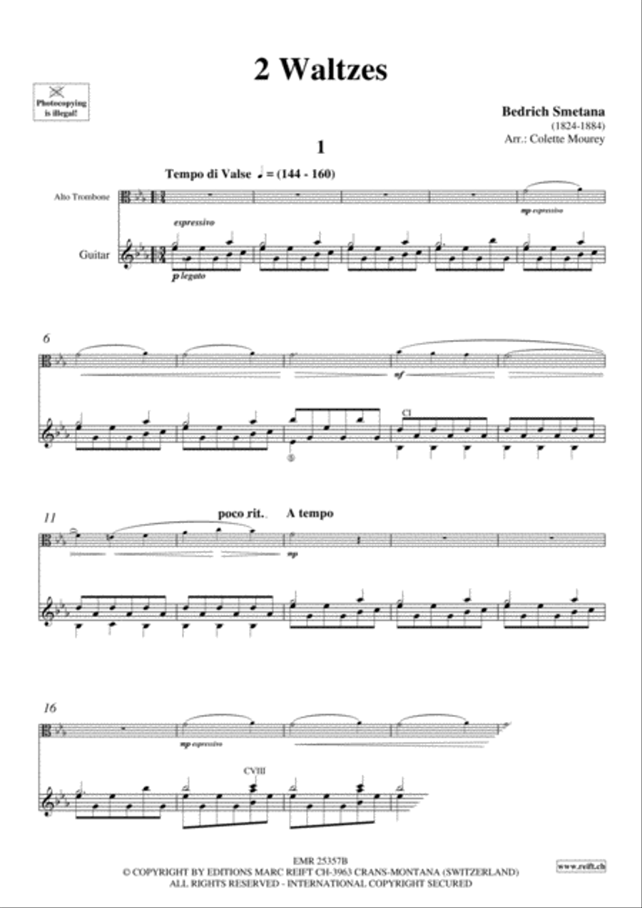 2 Waltzes Trombone scores gallery preview page 3
