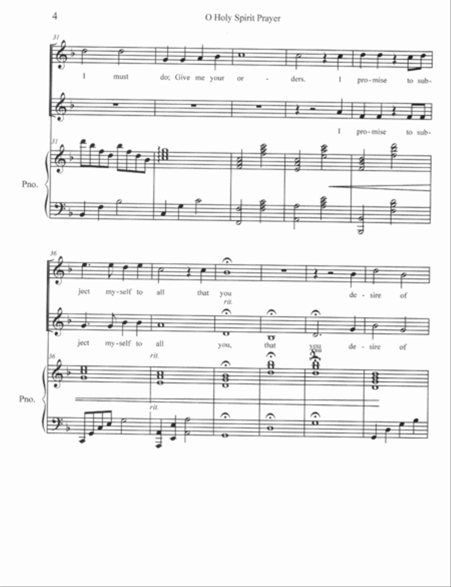 O Holy Spirit Prayer Piano scores gallery preview page 4