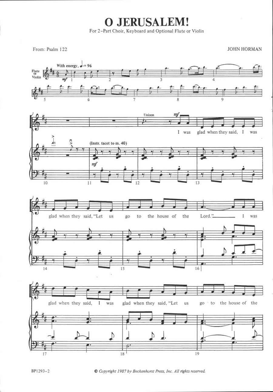 O Jerusalem! Unison Choir scores gallery preview page 2