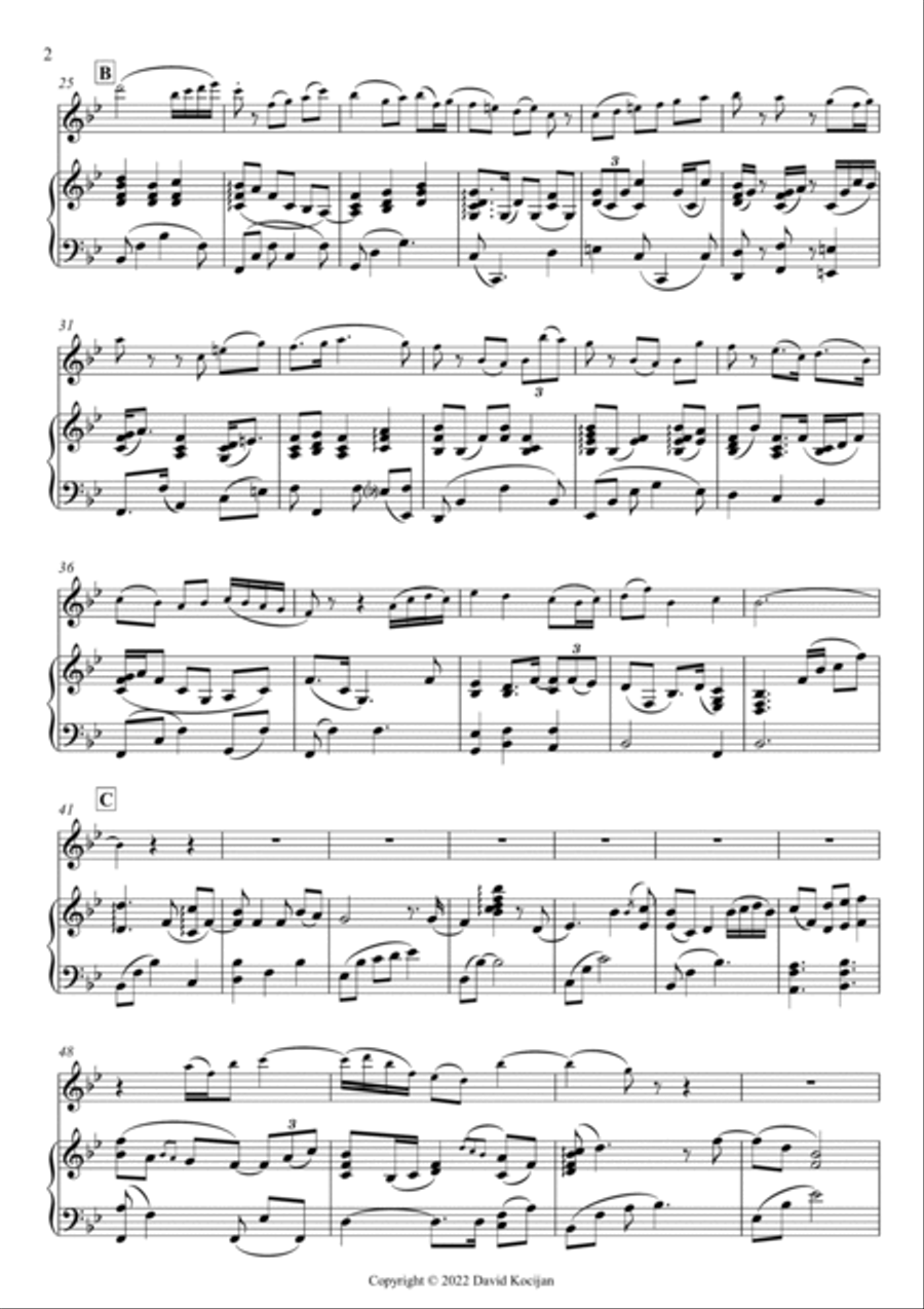 Minuet in G-major (flute & piano) Flute Solo scores gallery preview page 2