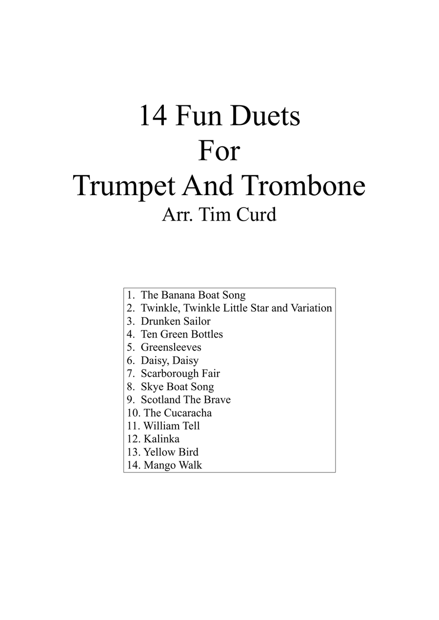 14 Fun Duets For Trumpet and Trombone Brass Duet scores gallery preview page 1