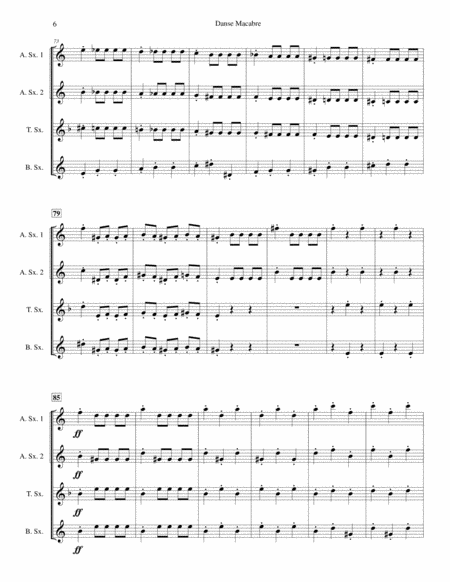 Danse Macabre for Saxophone Quartet (SATB or AATB) image number null