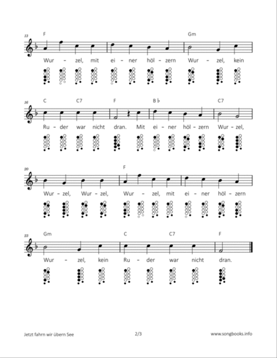 Jetzt fahrn wir übern See ocarina scores gallery preview page 2