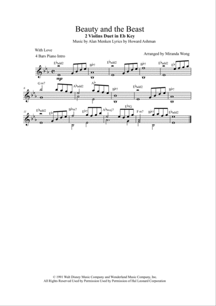 Beauty And The Beast Beauty And The Beast Piano Trio scores gallery preview page 1