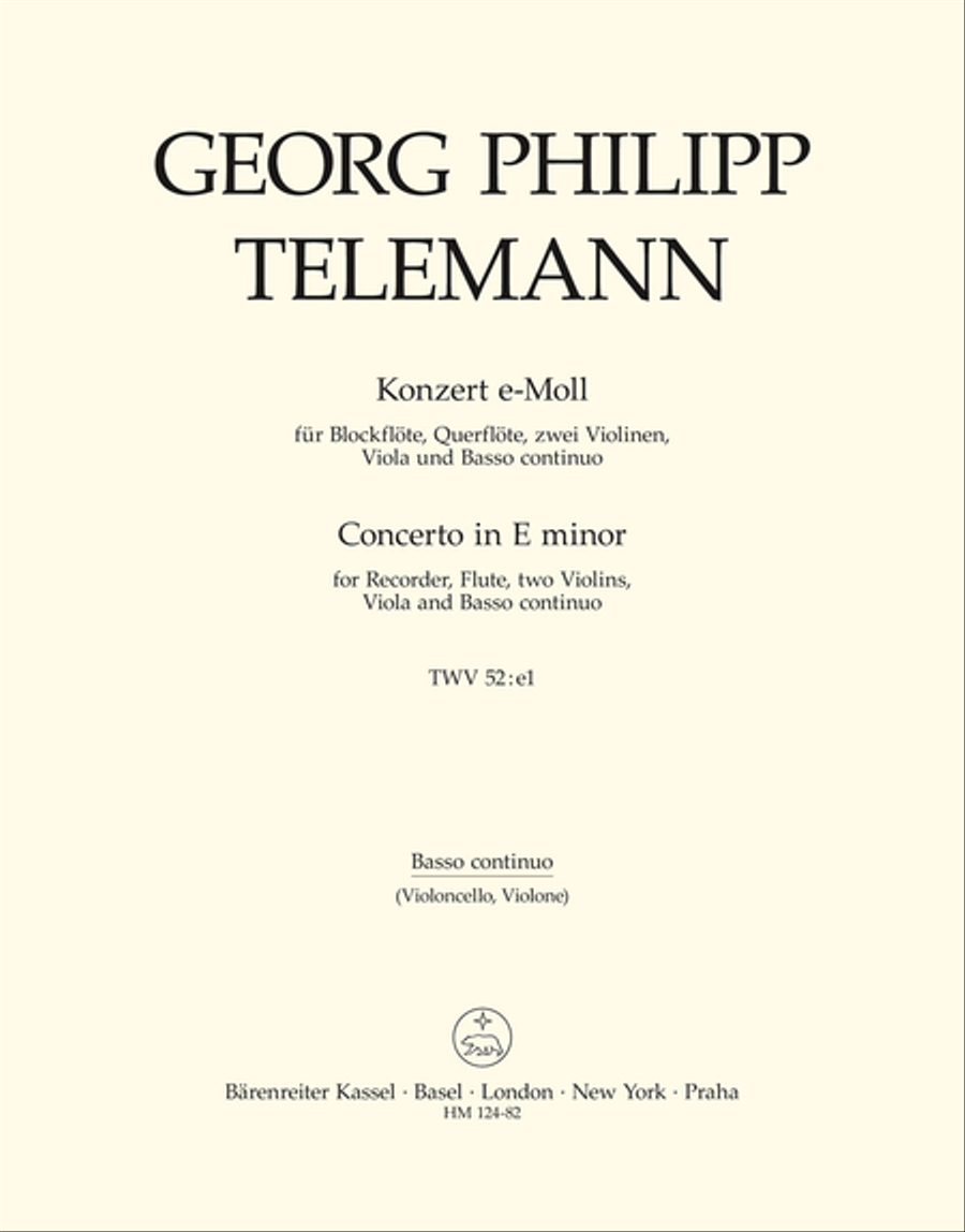 Concerto for Treble Recorder, Flute, Strings and Basso continuo e minor TWV 52:e1 Flute scores gallery preview page 1