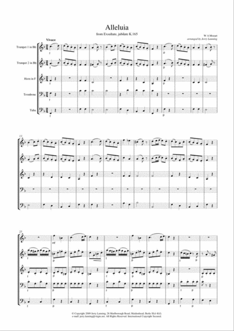 Alleluia from 'Exsultate, jubilate' K.165 (Mozart) Brass Ensemble scores gallery preview page 2