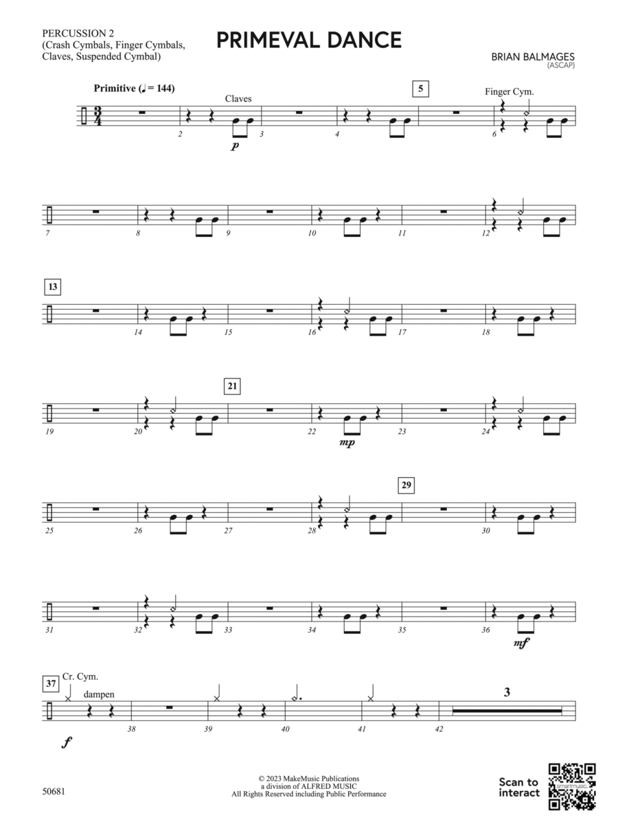 Primeval Dance: 2nd Percussion Concert Band scores gallery preview page 1