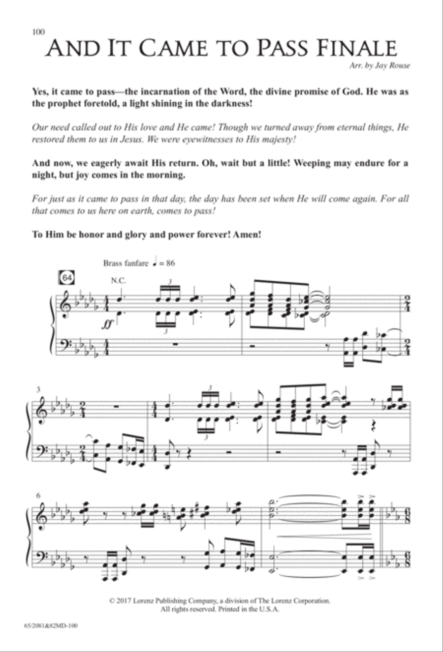 And It Came to Pass, Emmanuel - SATB Score with Performance CD image number null