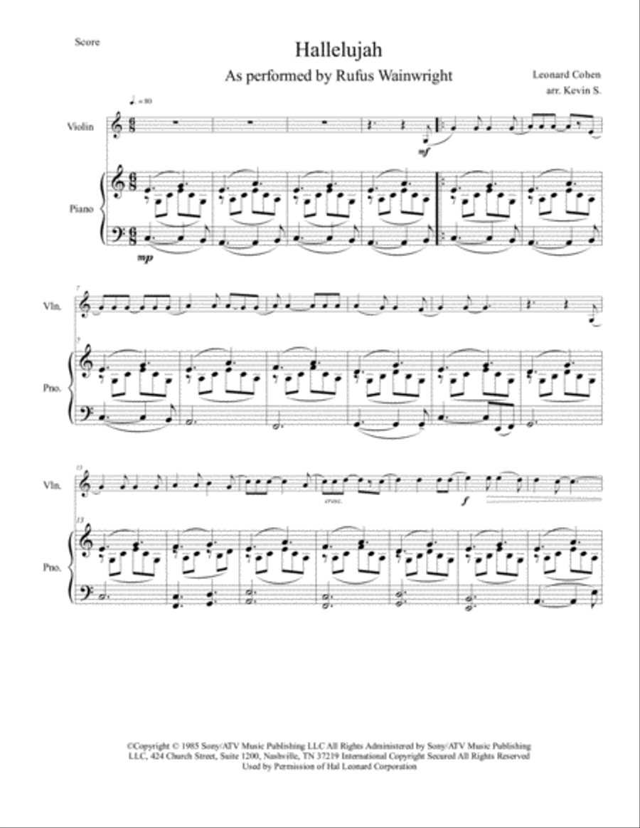 Hallelujah Hallelujah Violin Solo scores gallery preview page 2
