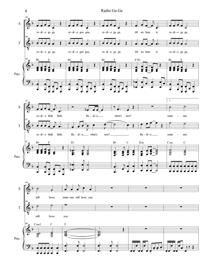 Radio Ga Ga Choir scores gallery preview page 4