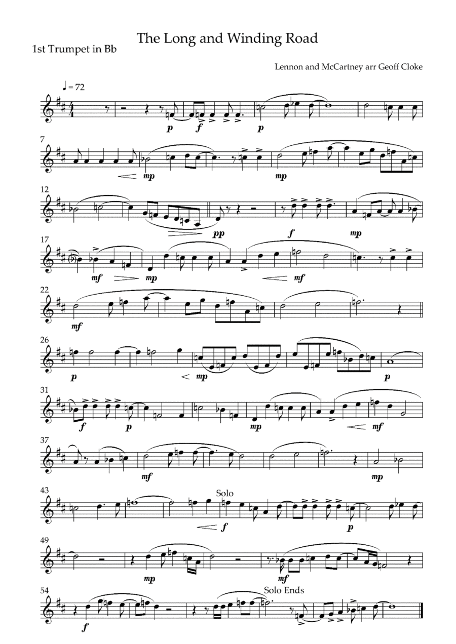 The Long And Winding Road Brass Ensemble scores gallery preview page 1