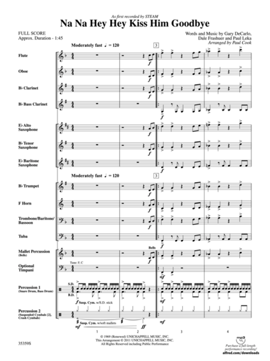 Na Na Hey Hey Kiss Him Goodbye Concert Band scores gallery preview page 2