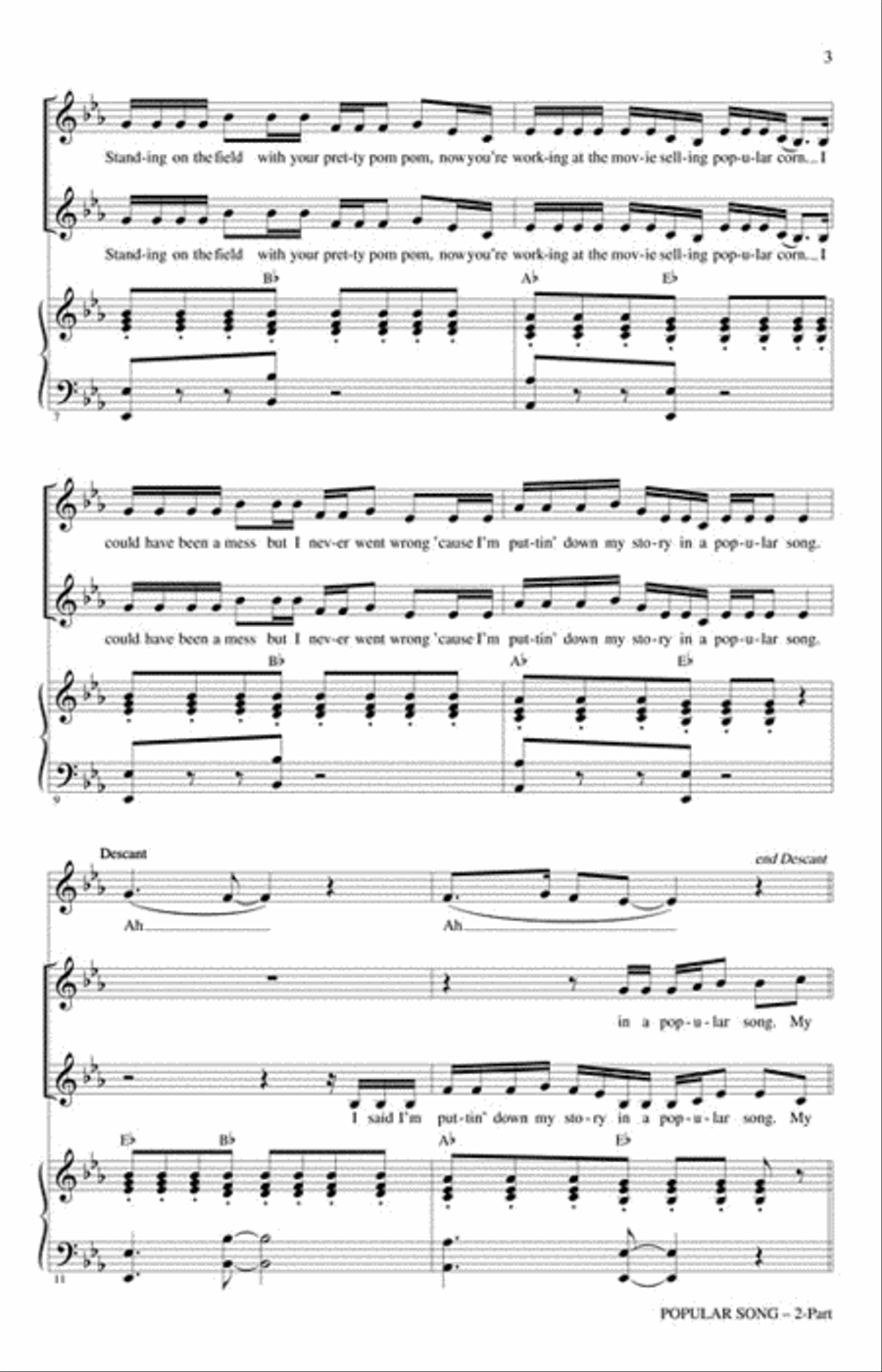 Popular Song Popular Song 2-Part scores gallery preview page 3