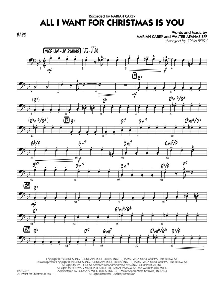 All I Want for Christmas Is You - Bass Jazz Ensemble scores gallery preview page 1