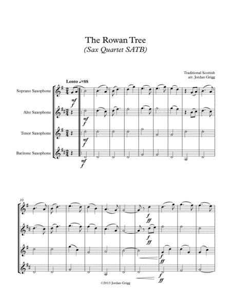 The Rowan Tree (Sax Quartet SATB) image number null