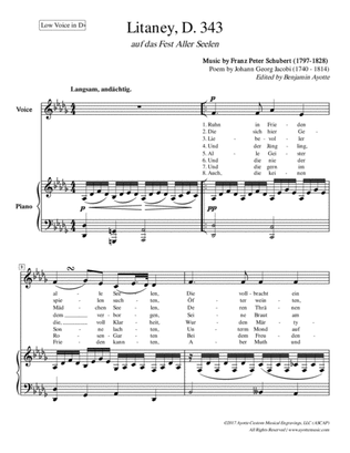 Schubert - Litanei auf das fest Allerseelen - Low Voice in Db