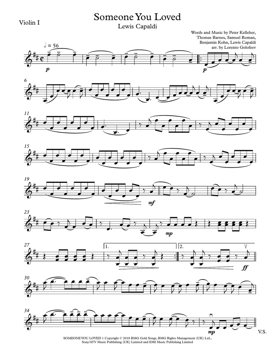 Someone You Loved Someone You Loved String Quartet scores gallery preview page 1