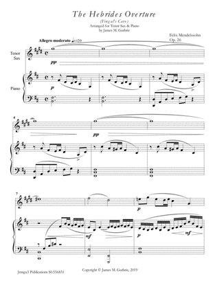 Mendelssohn: the Hebrides Overture for Tenor Sax & Piano
