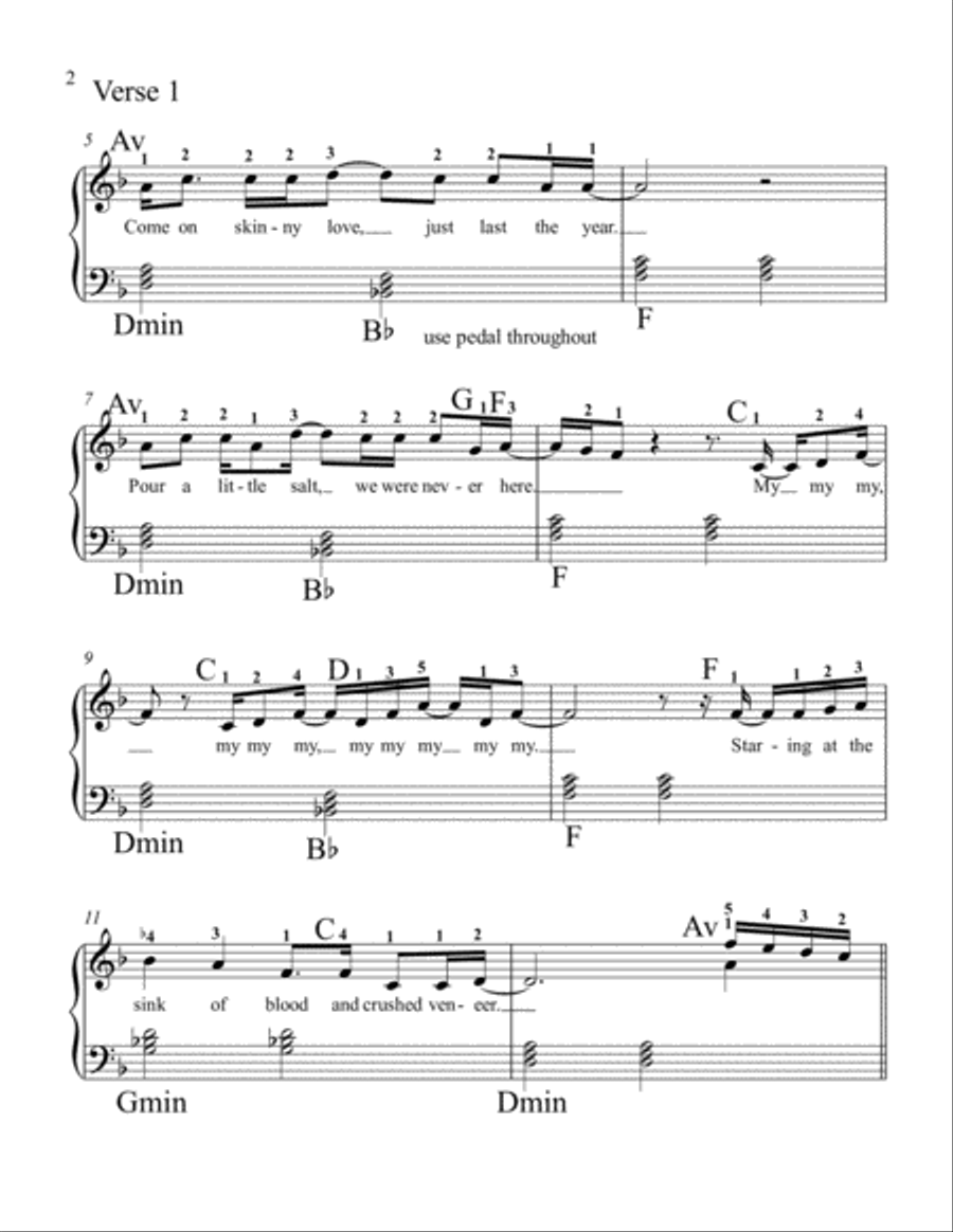 Skinny Love Piano Solo scores gallery preview page 2