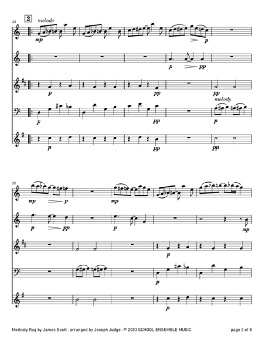 Modesty Rag by James Scott for Woodwind Quartet in Schools Woodwind Quartet scores gallery preview page 3