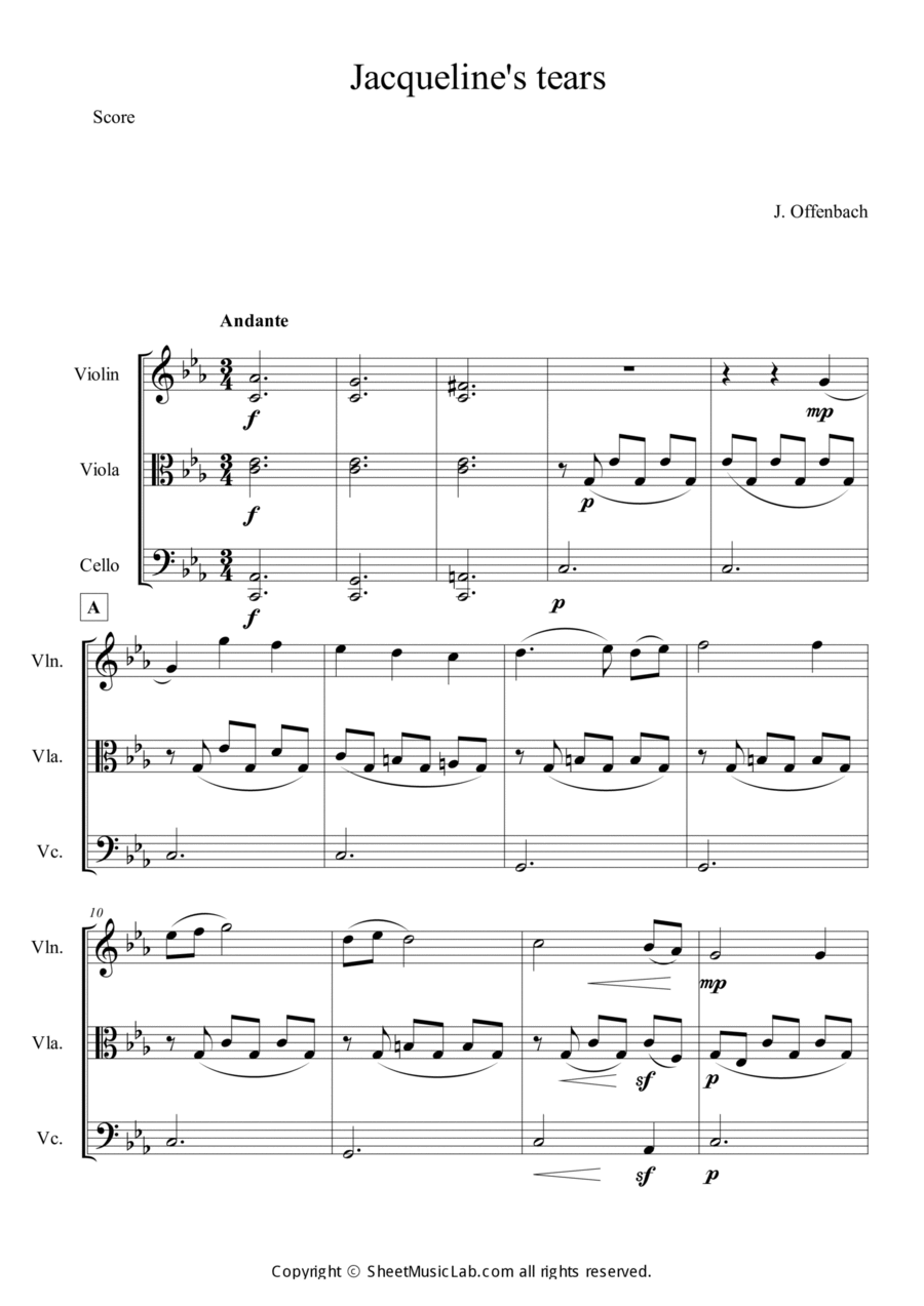 Jacqueline's Tears String Trio scores gallery preview page 1