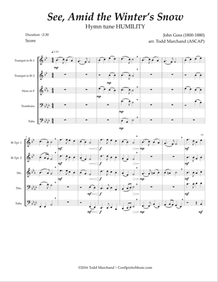 See, Amid the Winter's Snow - brass quintet Brass Quintet scores gallery preview page 2