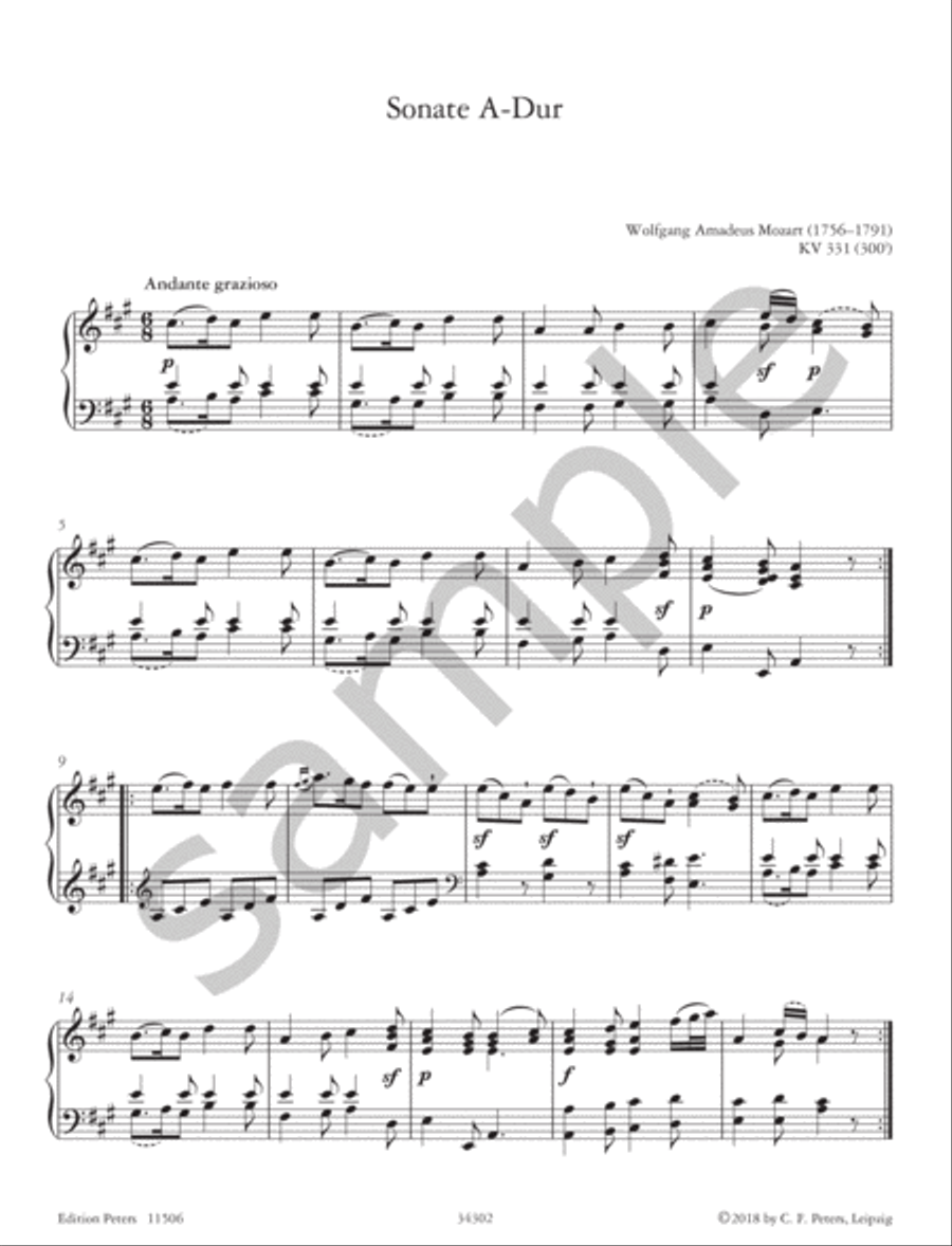 Piano Sonata in A K331 (300i) Piano Solo scores gallery preview page 5