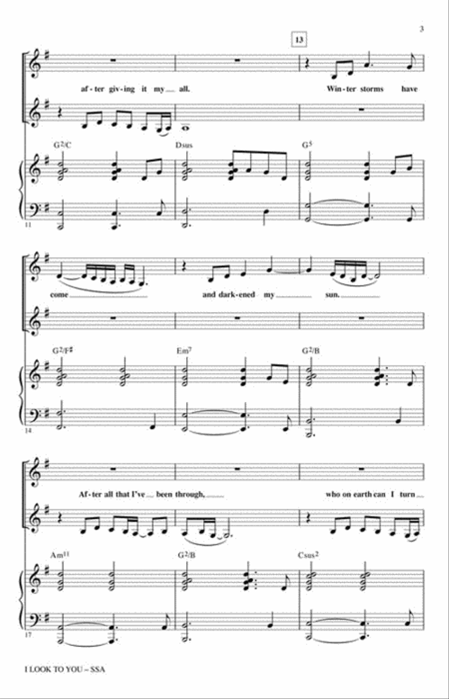 I Look to You SSA scores gallery preview page 3