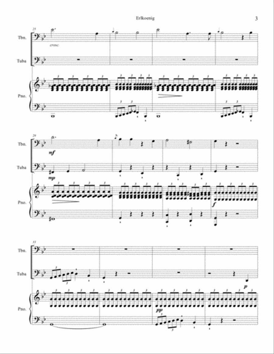 Erlkoenig for Trumbone, Tuba, Piano Brass Duet scores gallery preview page 3