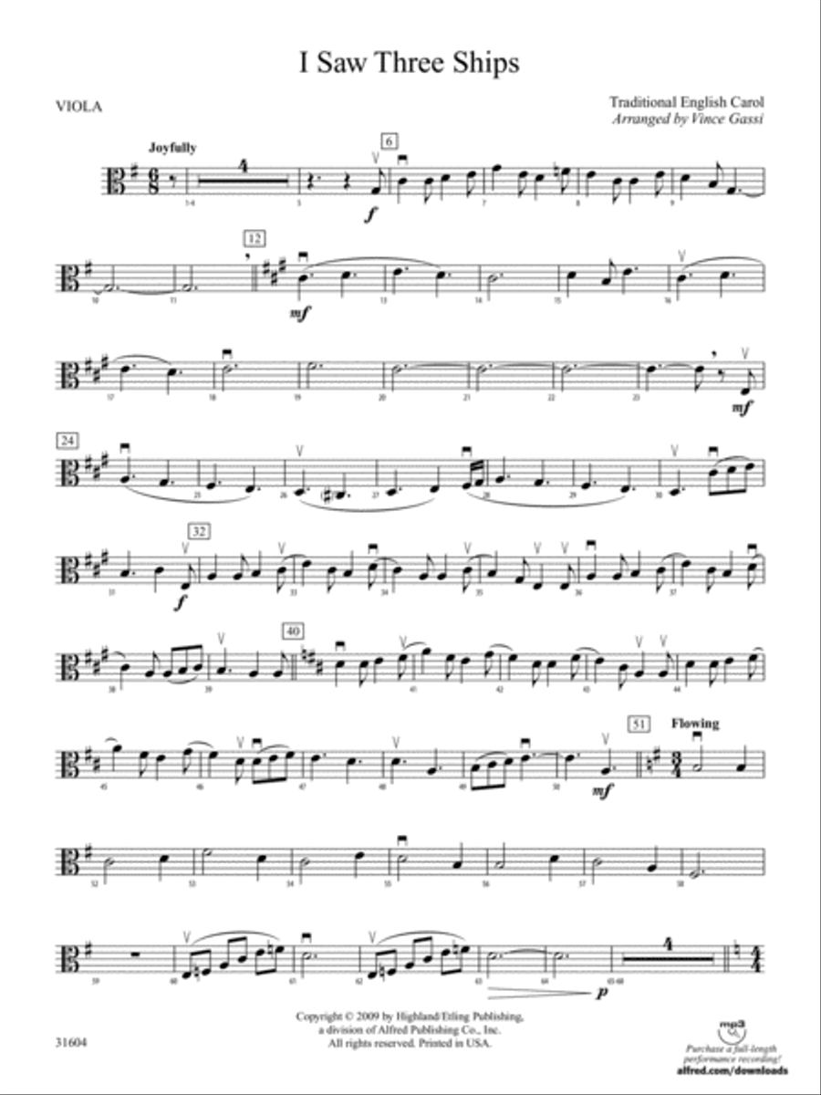 I Saw Three Ships: Viola String Orchestra scores gallery preview page 1