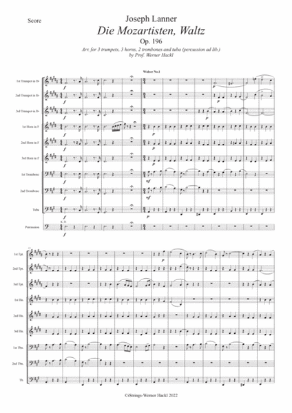 Die Mozartisten, Waltz Op. 196, for brass ensemble