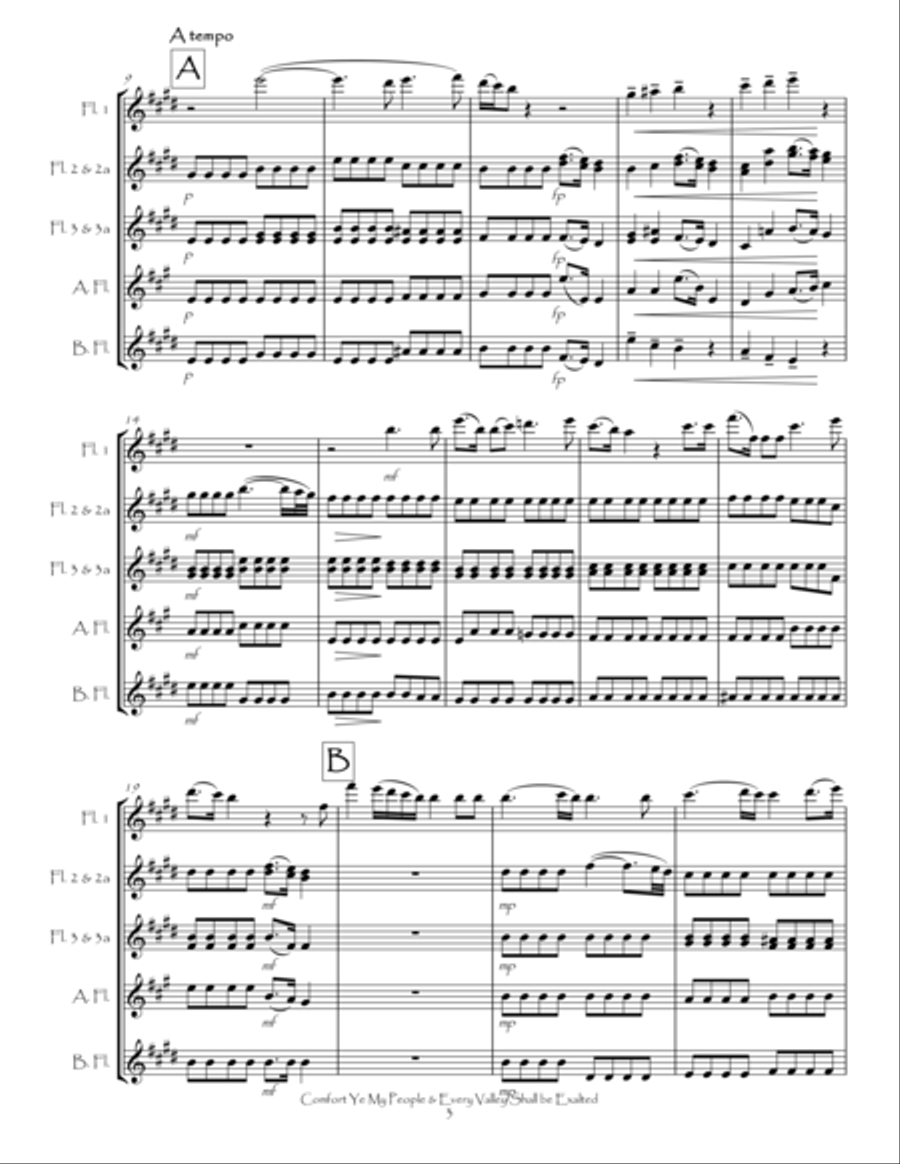 Comfort Ye & Every Valley from The Messiah for Flute Choir Flute Choir scores gallery preview page 4