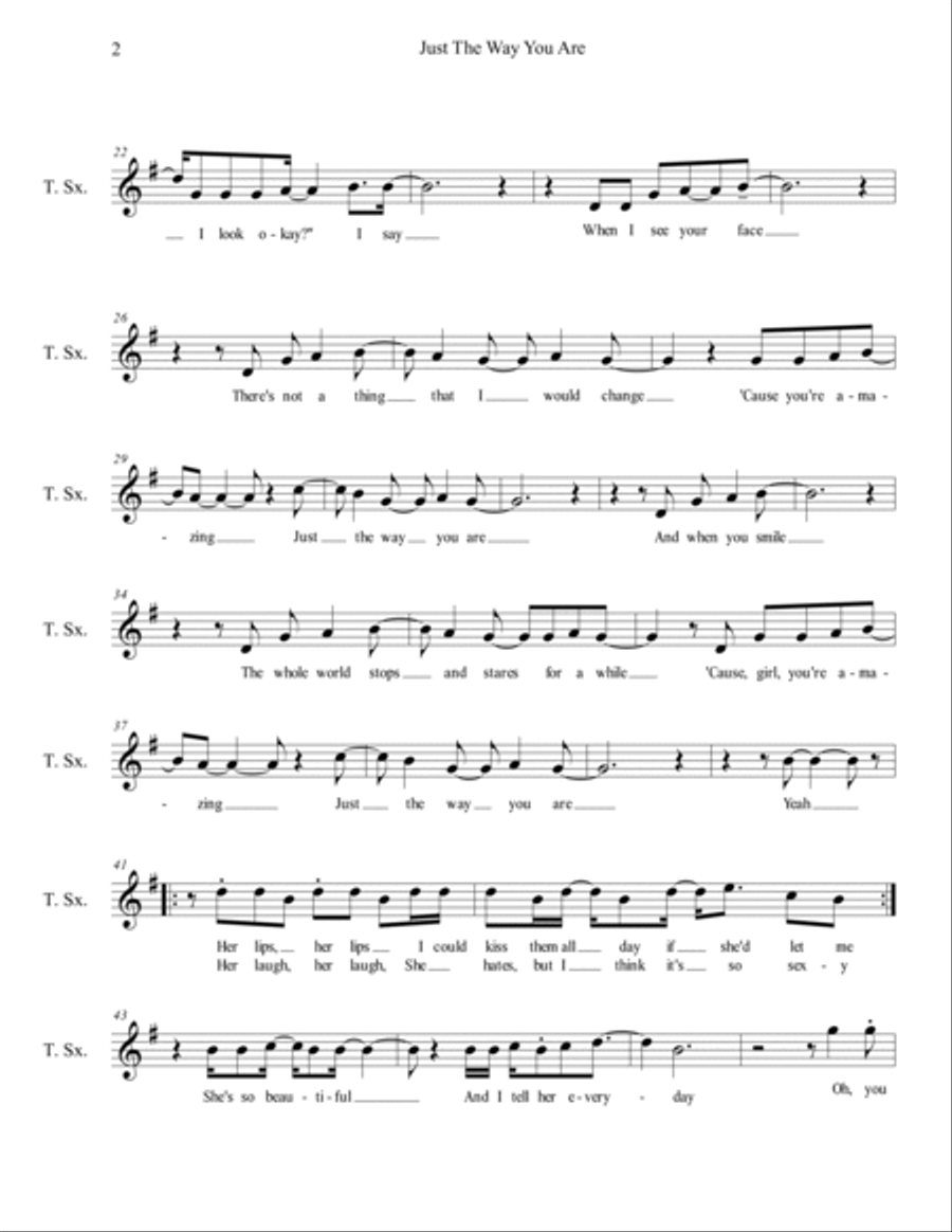 Just The Way You Are Tenor Saxophone scores gallery preview page 2