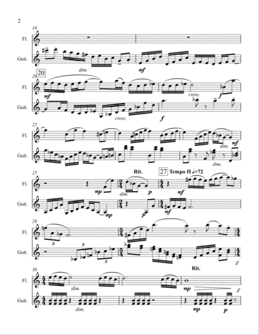 Three Preludes for Flute and Guitar Flute scores gallery preview page 2