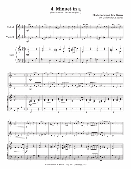 Minuet Collection, for two violins and piano image number null