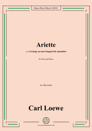 Loewe-Ariette,in e flat minor,for Voice and Piano