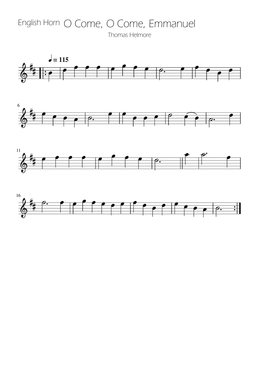 O Come, O Come, Emmanuel - English Horn Solo English Horn scores gallery preview page 1