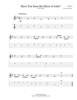 Have You Seen the Ghost of John? (a.k.a. Ghost of Tom) - for easy guitar with TAB
