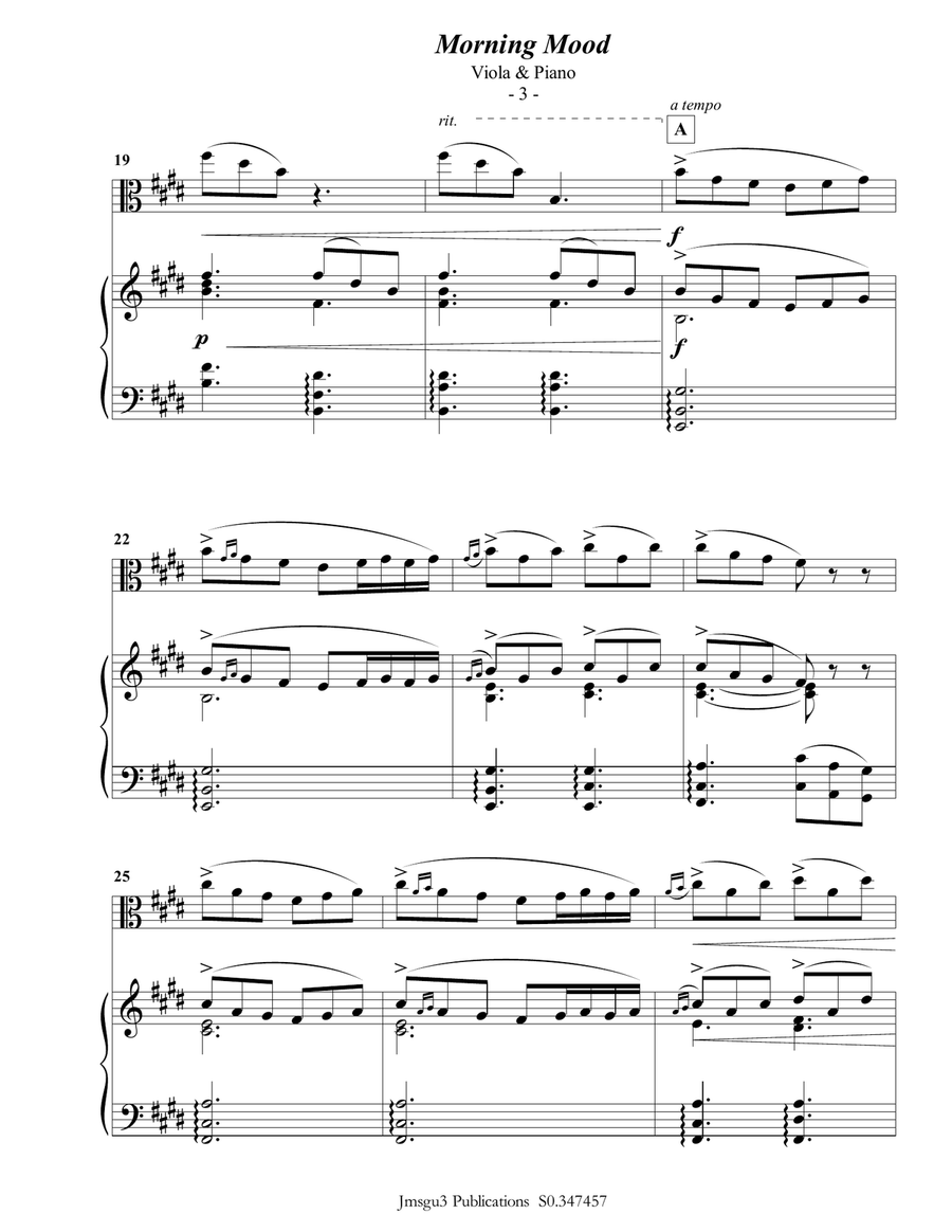 Grieg: Morning Mood from Peer Gynt Suite for Viola & Piano Viola scores gallery preview page 4