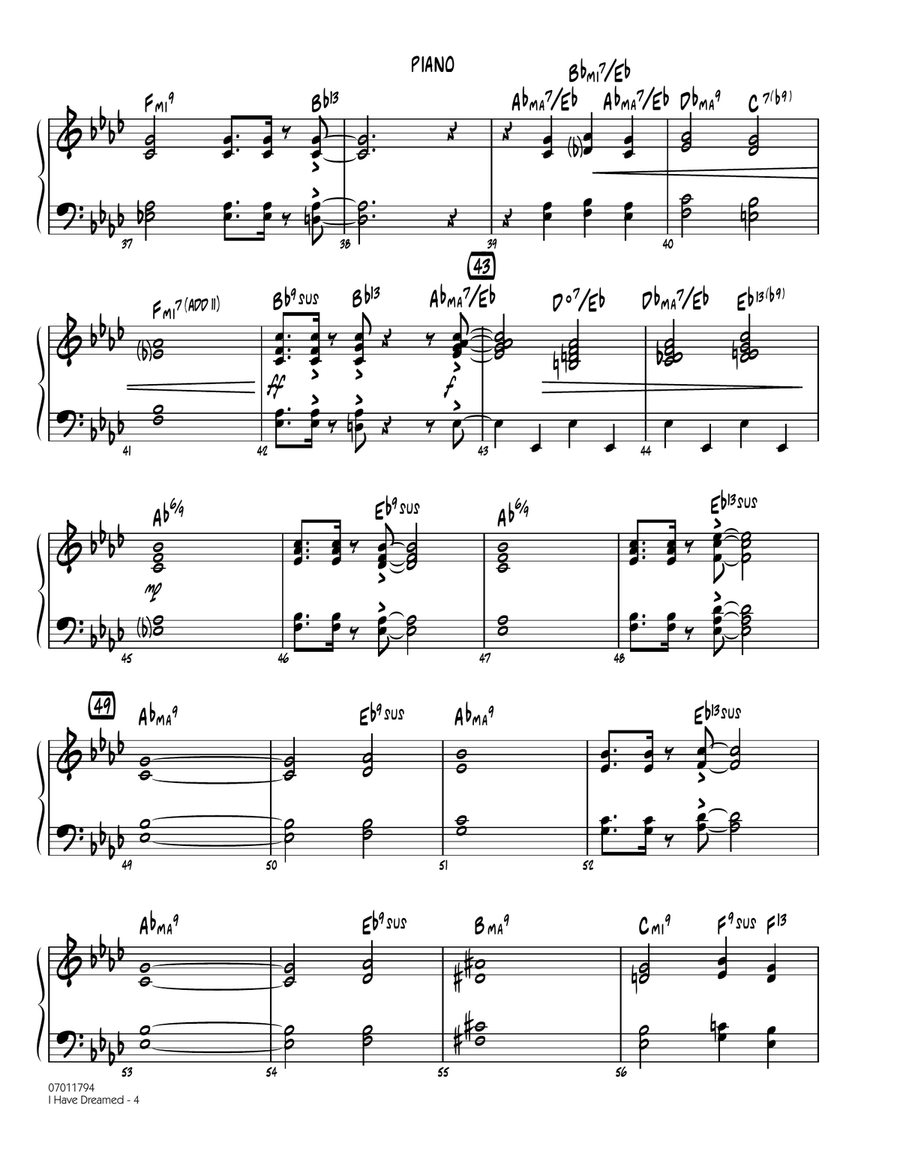 I Have Dreamed - Piano Jazz Ensemble scores gallery preview page 4