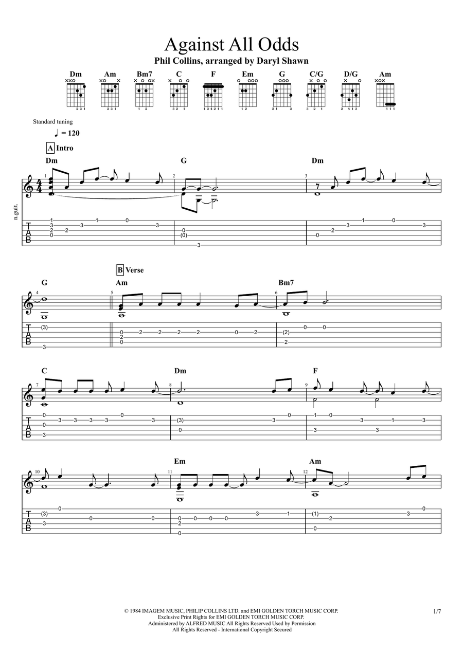 Against All Odds (take A Look At Me Now) Acoustic Guitar scores gallery preview page 1