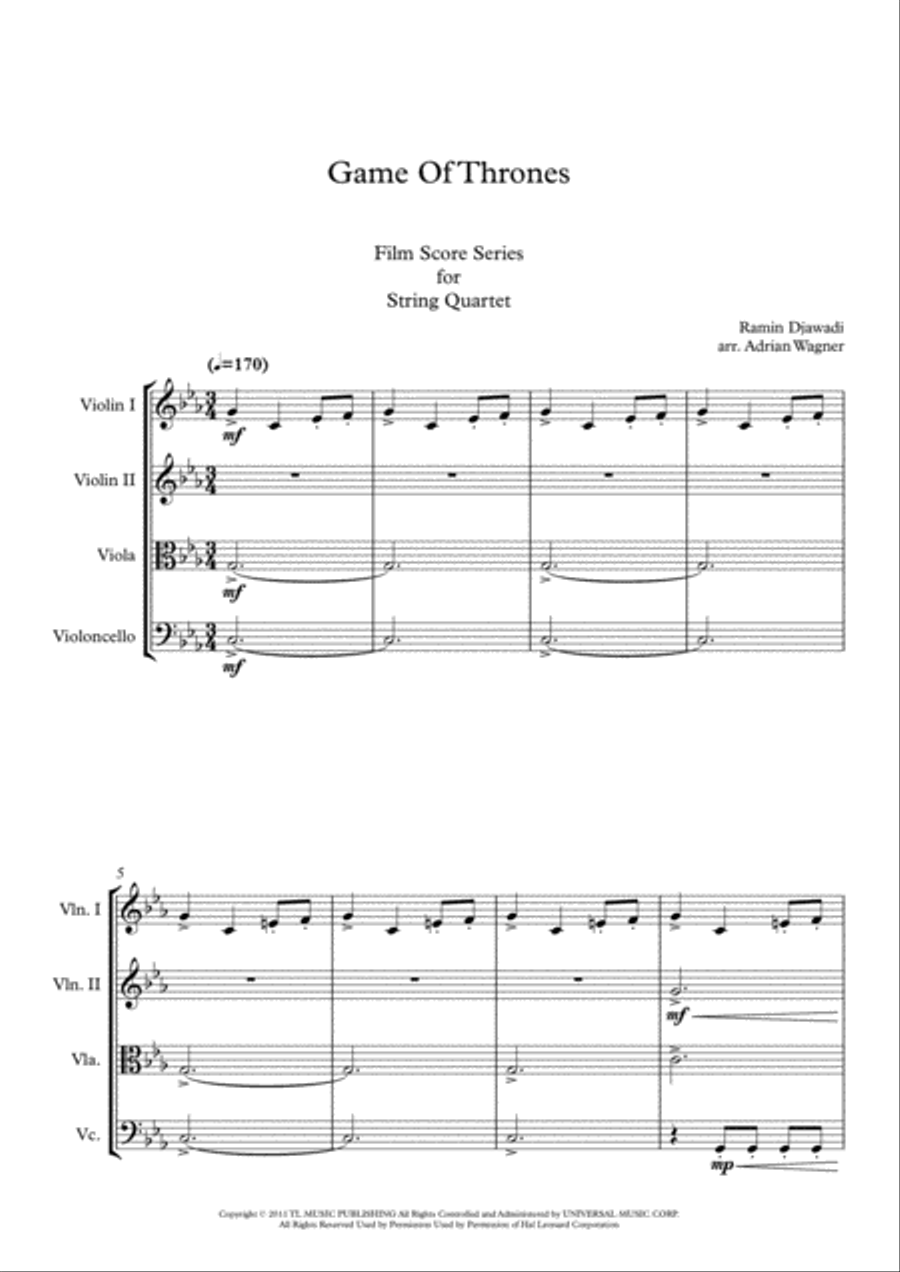 Game Of Thrones String Quartet scores gallery preview page 3
