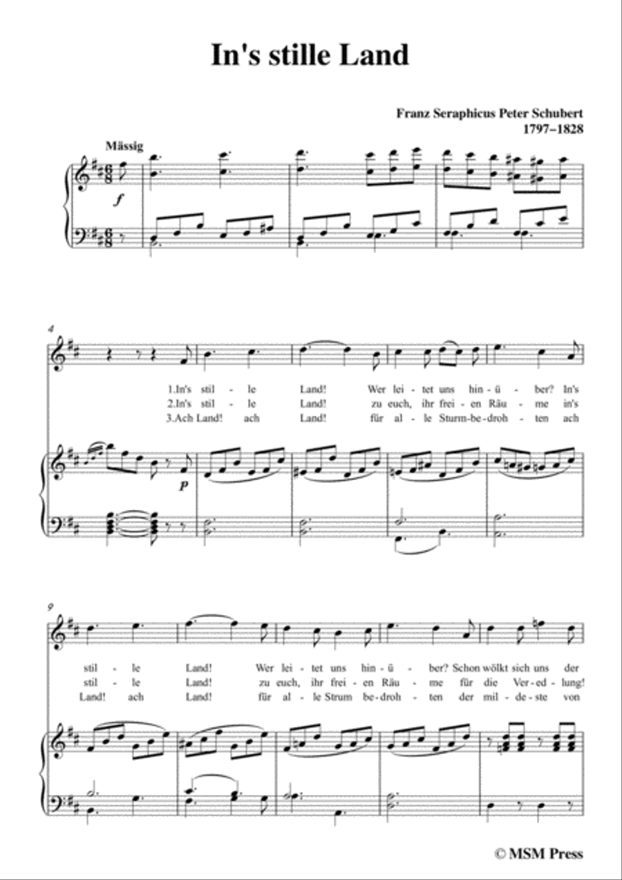 Schubert-In's stille Land,in b minor,for Voice&Piano Voice scores gallery preview page 3
