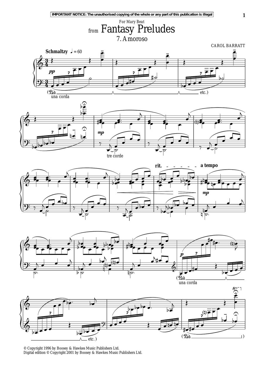 Fantasy Preludes, 7. Amoroso Piano Solo scores gallery preview page 1