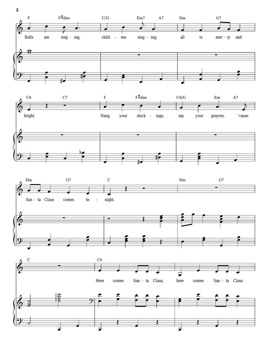 Here Comes Santa Claus (Right Down Santa Claus Lane) Piano, Vocal scores gallery preview page 2