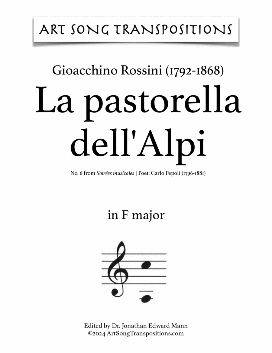 ROSSINI: La pastorella dell'Alpi (transposed to F major)
