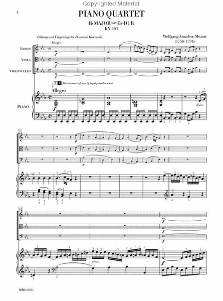 Mozart - Piano Quartet No. 2 in E-flat Major, KV493 image number null