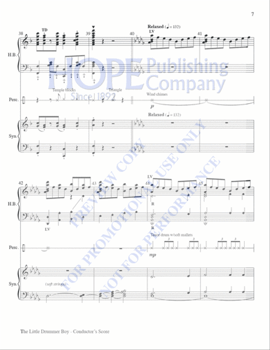 Little Drummer Boy Handbell Choir scores gallery preview page 7