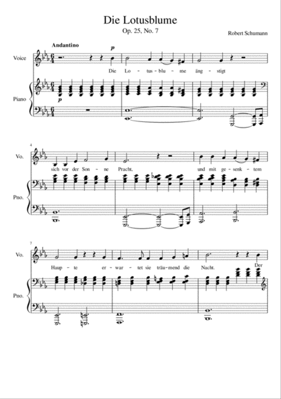 Die Lotusblume Op.25, No.7 - Eb Major Voice Solo scores gallery preview page 2